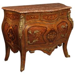 20th Century French Inlaid Dresser Decorated with Gilded Bronzes