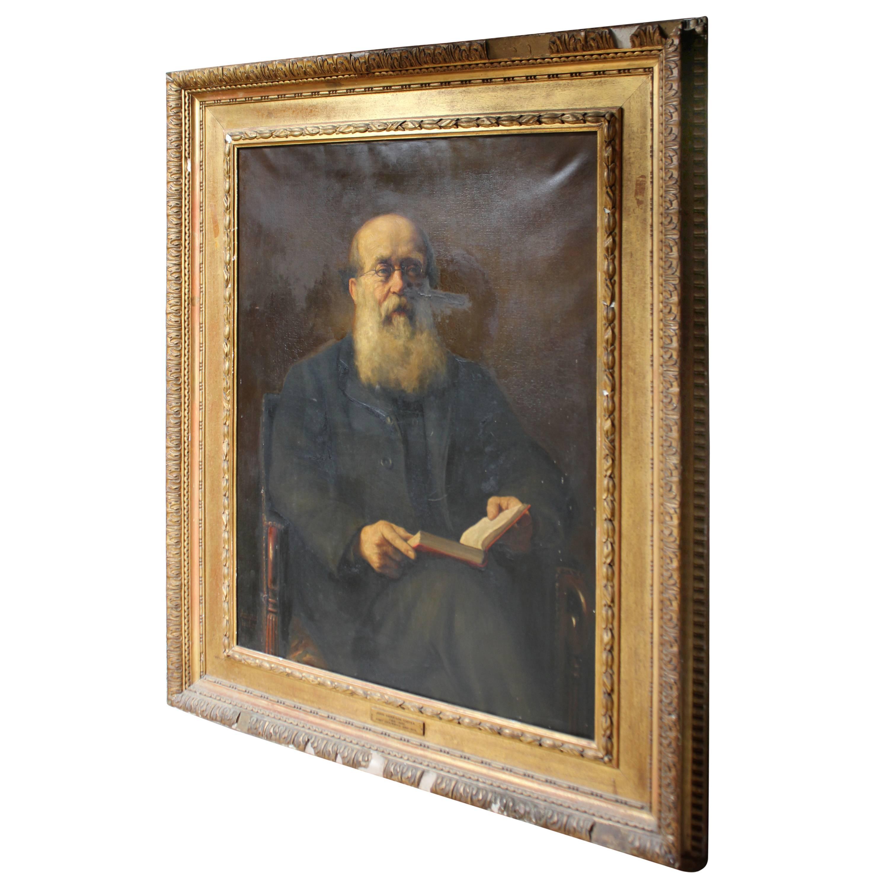 Ambrose Dudley, A Large English School, Gilt Framed Oil on Canvas Portrait