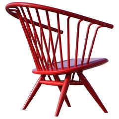Ilmari Tapiovaara Modernist, Crinolette Lounge Chair Original Red 1962 Asko