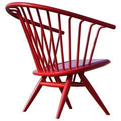 Ilmari Tapiovaara Modernist, Crinolette Lounge Chair Original Red 1962 Asko