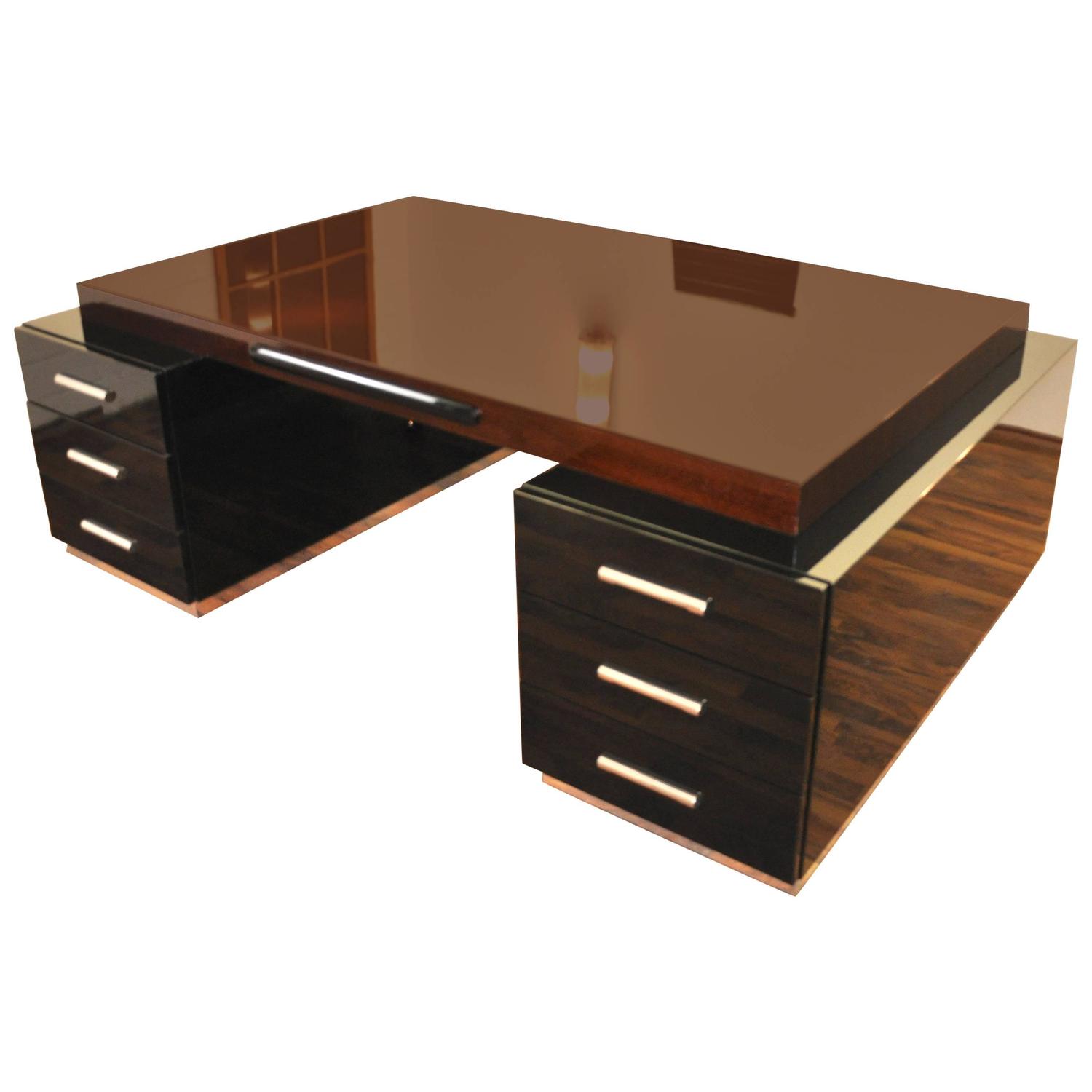 Large Bauhaus Partner Desk with Wenge Wood For Sale at 1stdibs