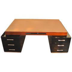 Large Bauhaus Partner Desk with Zebrano Wood