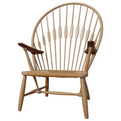 Vintage Ash and Teak Peacock Chair by Hans Wegner for Johannes Hansen