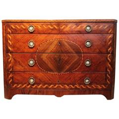 Unusual circa 1800 Mallorcan Walnut Commode with Enamel Handles