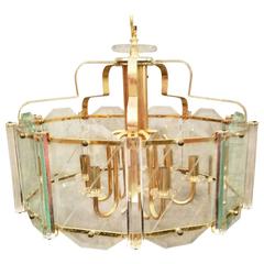 Six-Light Glass Panel Chandelier