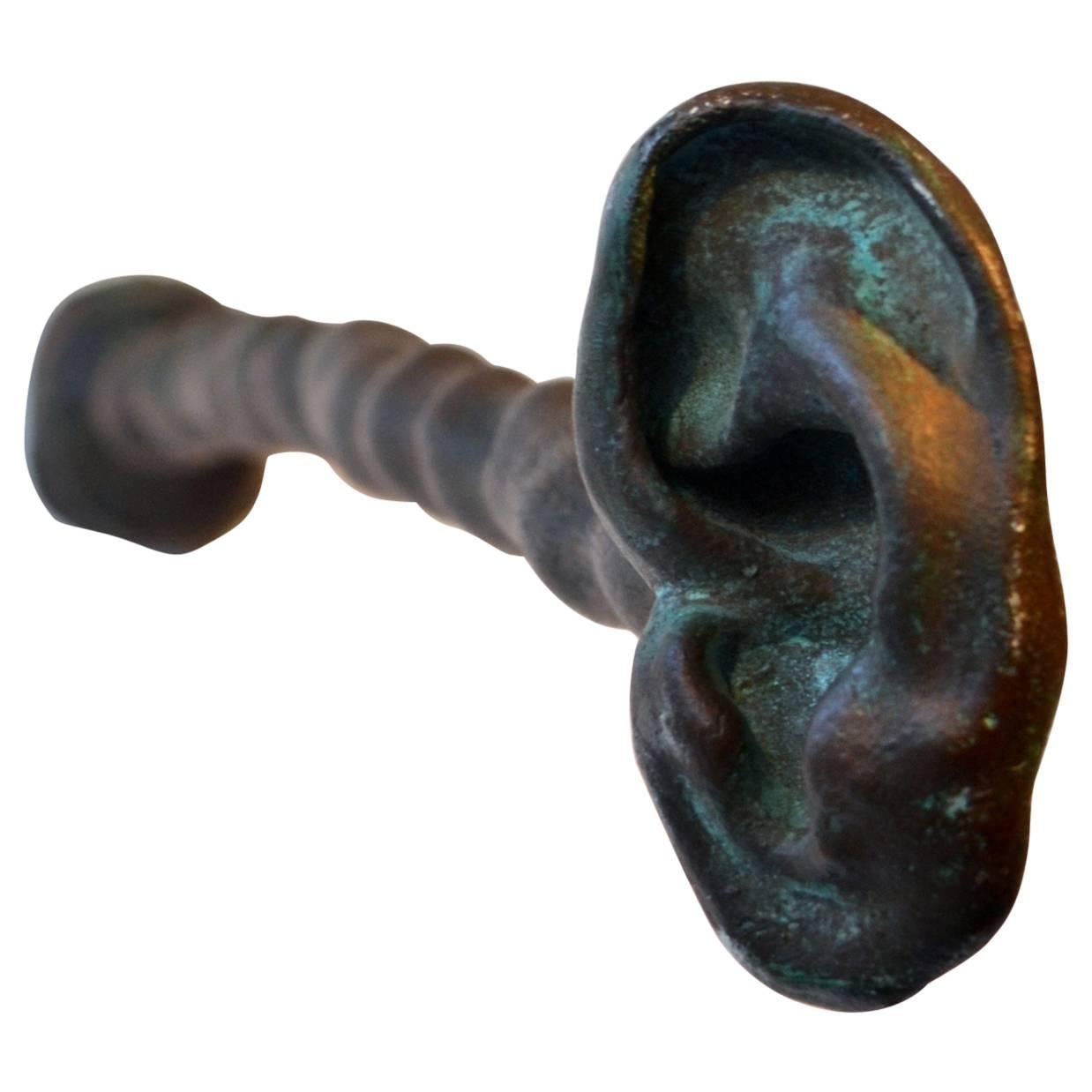 Surrealist Bronze Wall Sculpture 'Listening Ear' For Sale