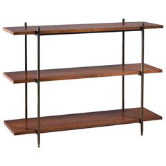 Milo Baughman Walnut and Brass Bookshelf, USA, 1950s