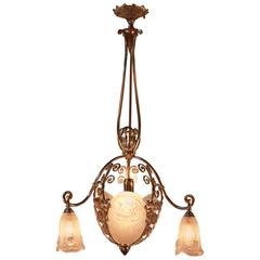 French Art Deco Chandelier by Gilles