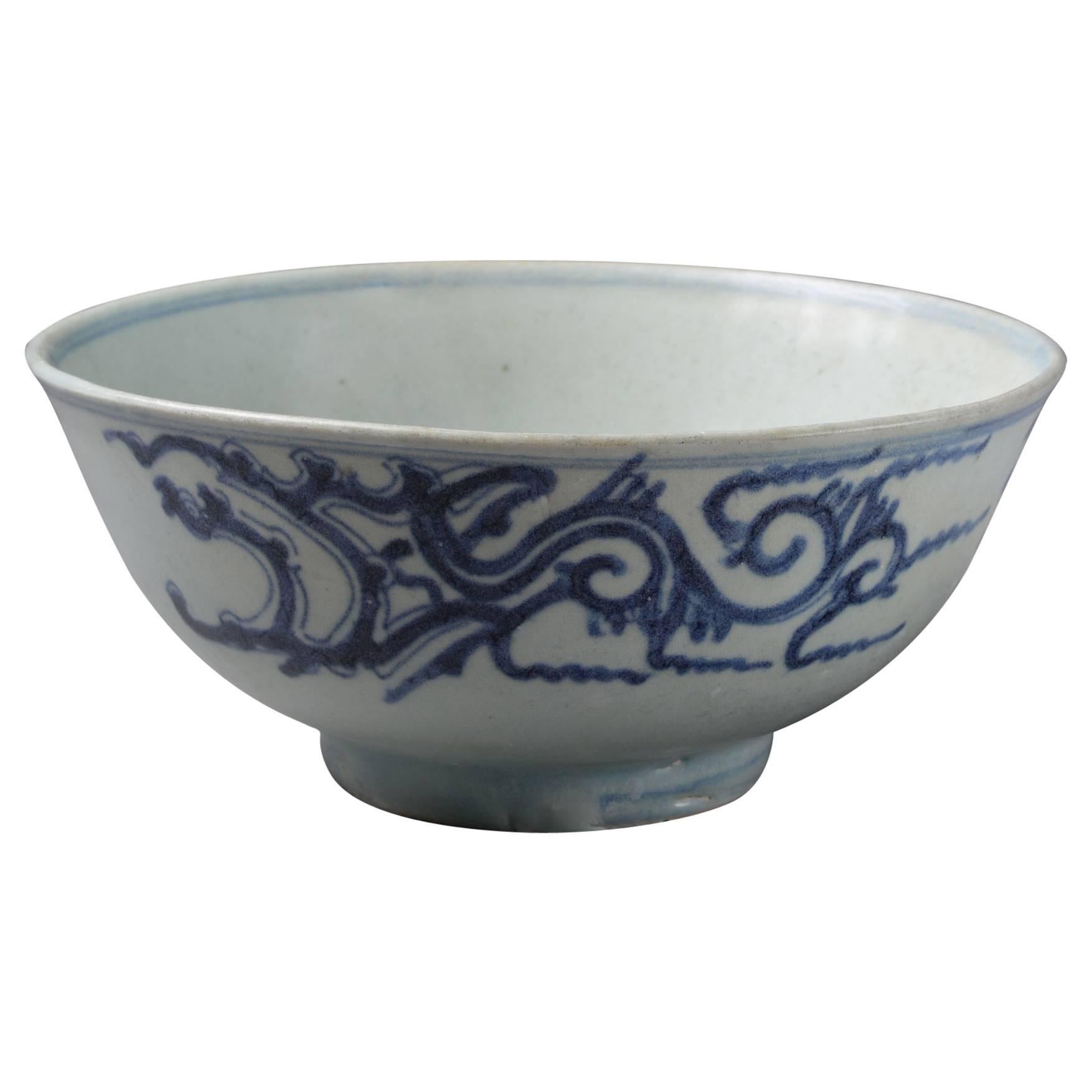 Large Antique Chinese Porcelain Shipwreck Salvaged Dragon Bowl, 1817