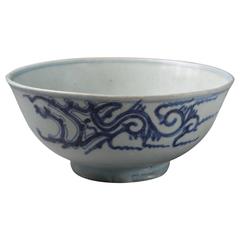 Large Used Chinese Porcelain Shipwreck Salvaged Dragon Bowl, 1817