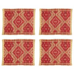 Set of Four Wicker Placemats with Red Decorations