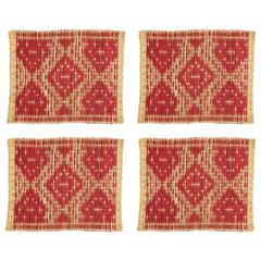 Set of Four Wicker Placemats with Red Decorations