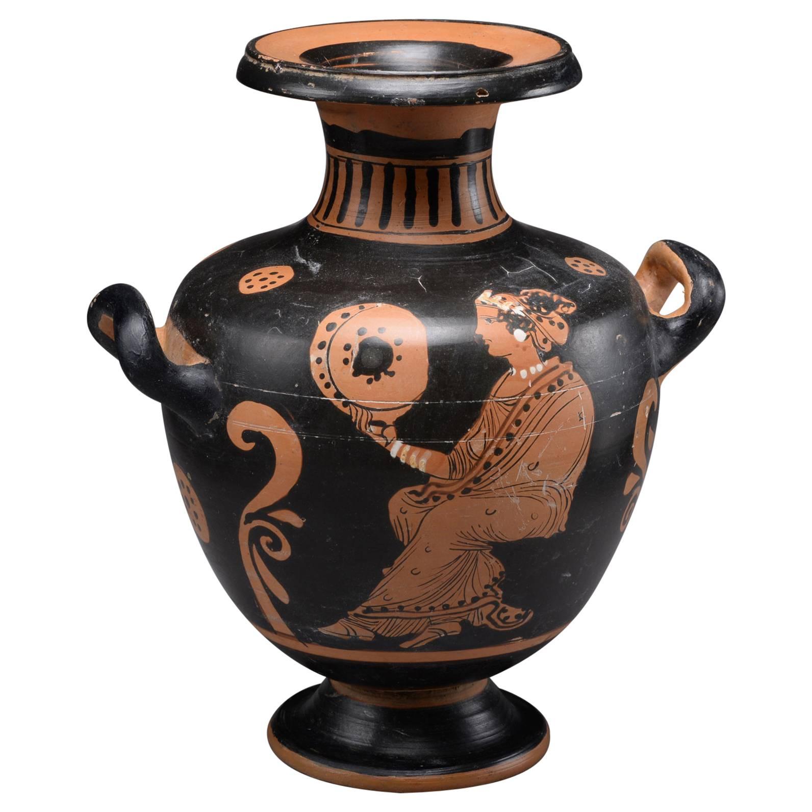 Ancient Greek Paestan Red Figure Pottery Hydria - 350 BC