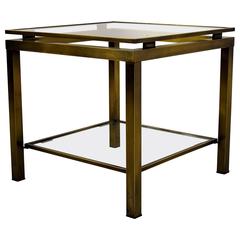 Elegant Maison Jansen 1970s Two-Trier Brass Side Table
