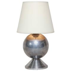 Antique French Art Deco Nickeled Brass Table Lamp