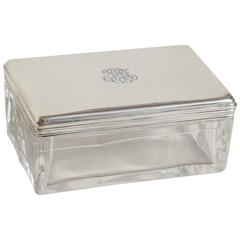 Gustave Keller Freres French Art Deco Crystal and Sterling Silver Box
