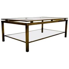 Sophisticated Maison Jansen Brass Coffee Table by Guy Lefevre
