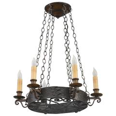 Antique Wrought Iron Spanish Revival Chandelier