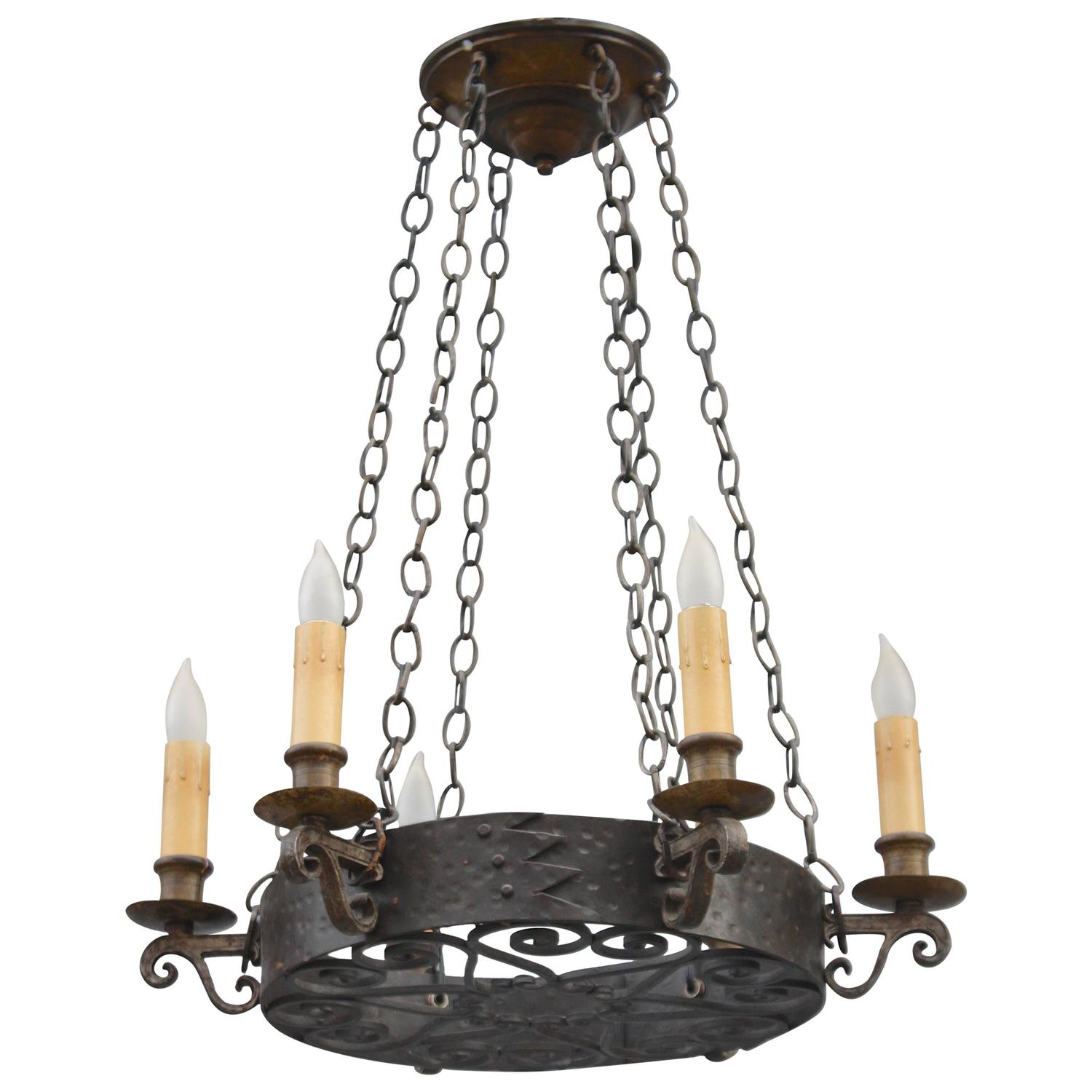 Antique Wrought Iron Spanish Revival Chandelier at 1stdibs