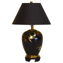 Very Fine Ceramic and Metal Inlay Table Lamp by Frederick Cooper