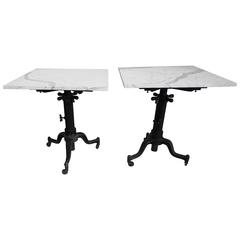 Industrial Adding Machine Tables with Marble Tops