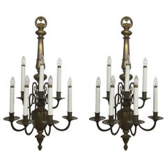 Pair of Williamsburg Style Brass Electrified Sconces