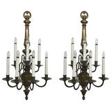 Pair of Williamsburg Style Brass Electrified Sconces 