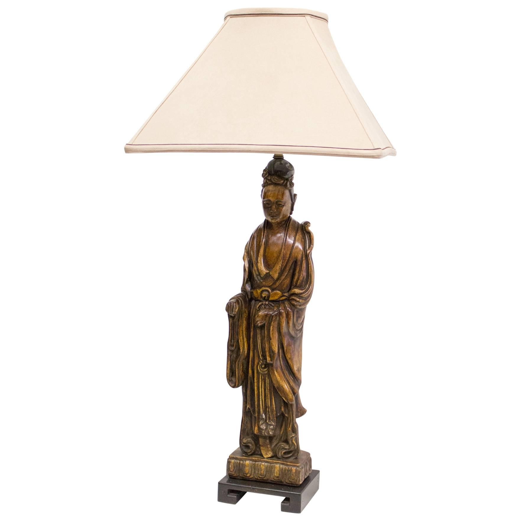 Vintage 1940s Figural Quan Yin Lamp