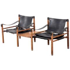 Arne Norell Safari Sirocco Chairs in Rosewood with Detachable Table, 1960s 