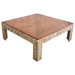 Parquetry Top Painted Square Coffee Table