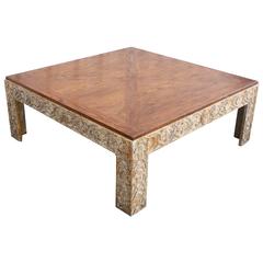 Parquetry Top Painted Square Coffee Table 6
