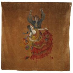 Dancing Spanish Couple Hand-Painted Hanging Tapestry