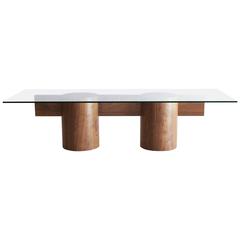 William Earle Kimono Carved Wood Mortise Inset Walnut Ranch Dining Table Walnut 6