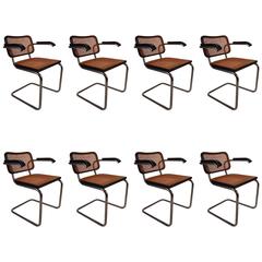 Vintage Set of Eight Marcel Breuer Cesca Chairs