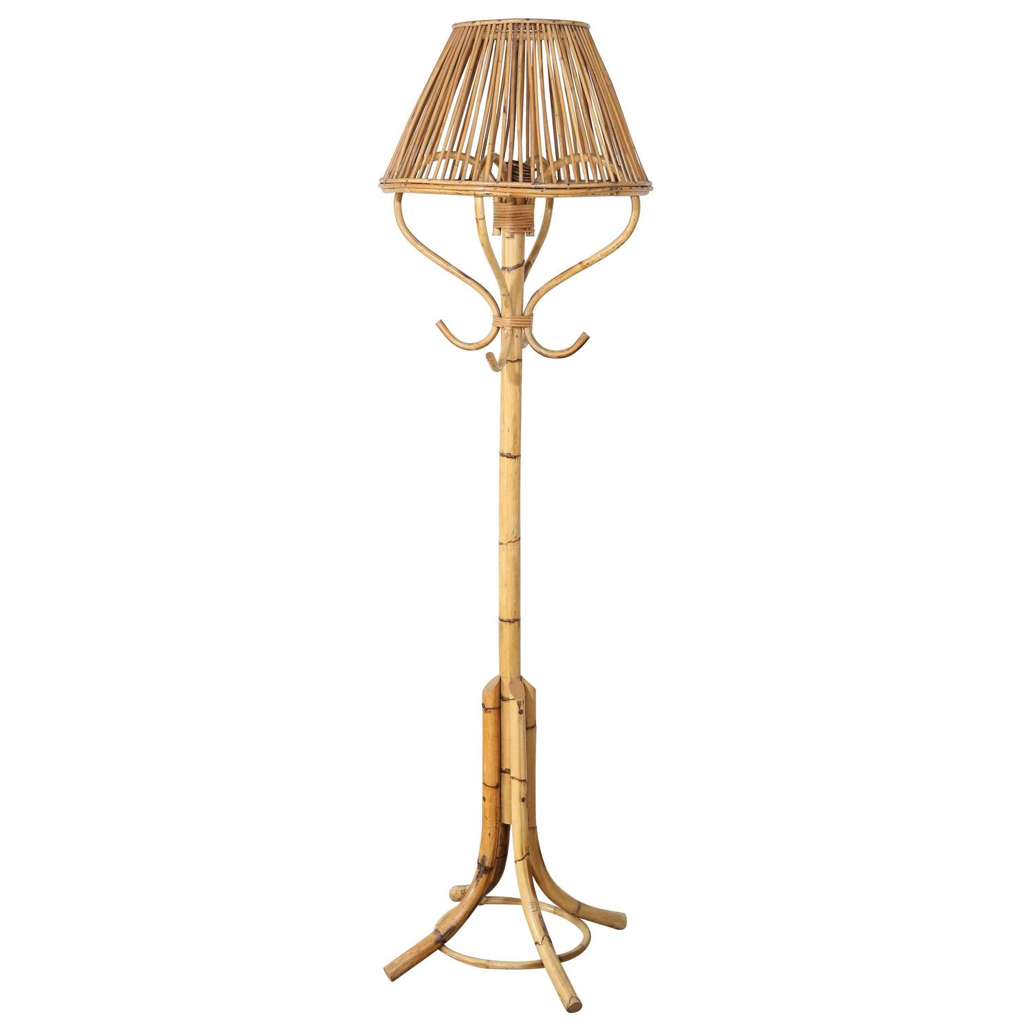 Vintage Rattan Floor Lamp For Sale at 1stdibs
