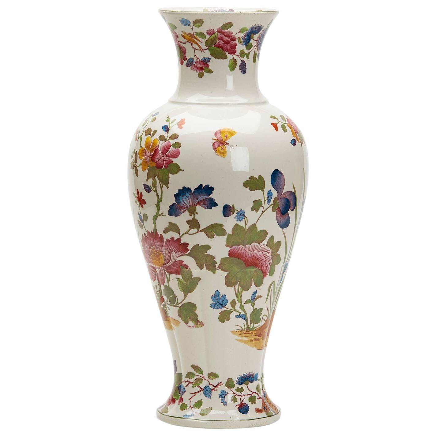 Large Antique Wedgwood Floral Decorated Vase, Dated 1911