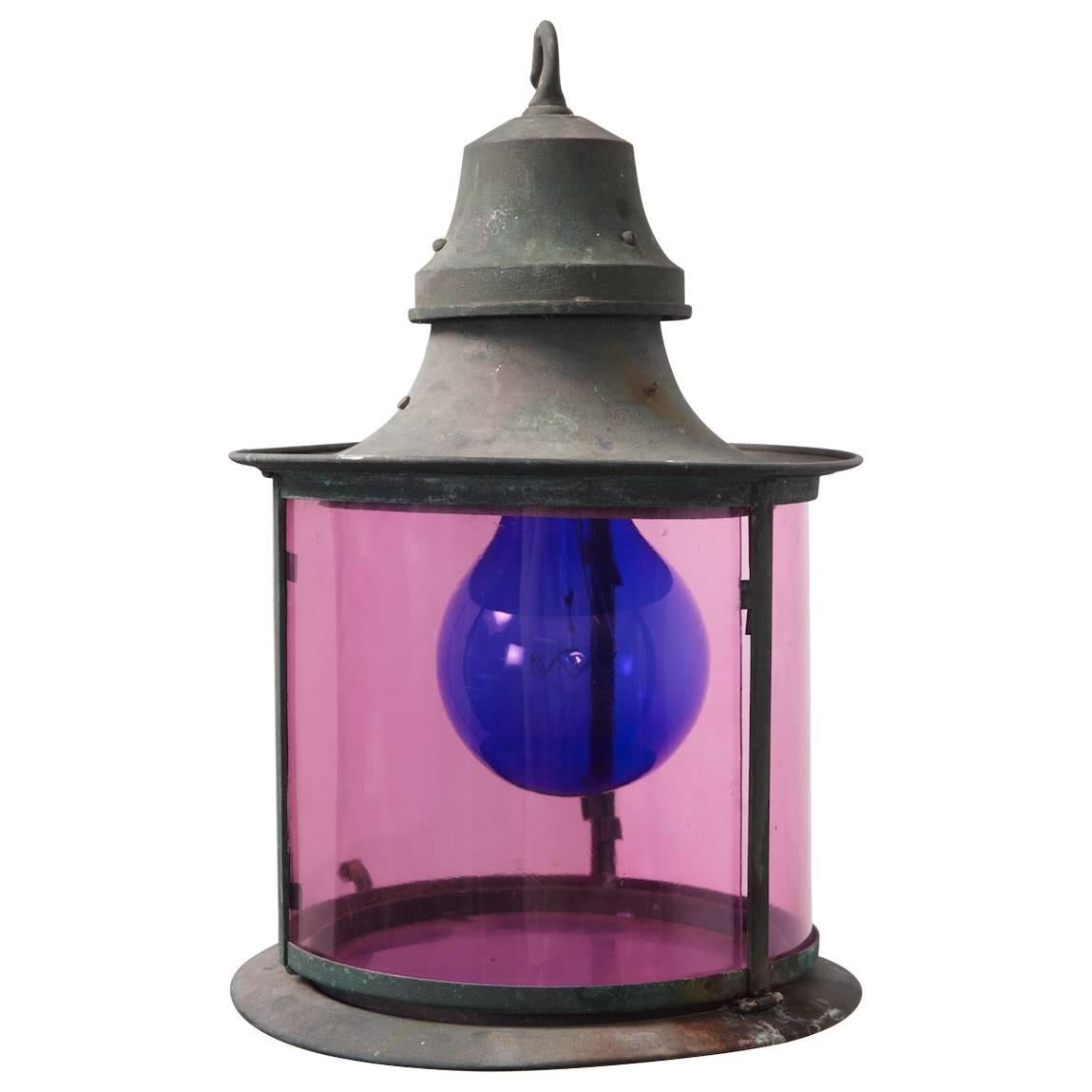 Color Glass Lantern For Sale