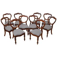 Set of Ten Victorian Mahogany Dining Chairs