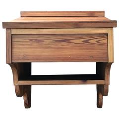 Original Drawer and Flip-Up Top Hanging Shelf or Cabinet in Walnut