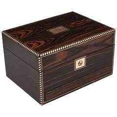 Antique Victorian Coromandel and Brass Jewelry Box 