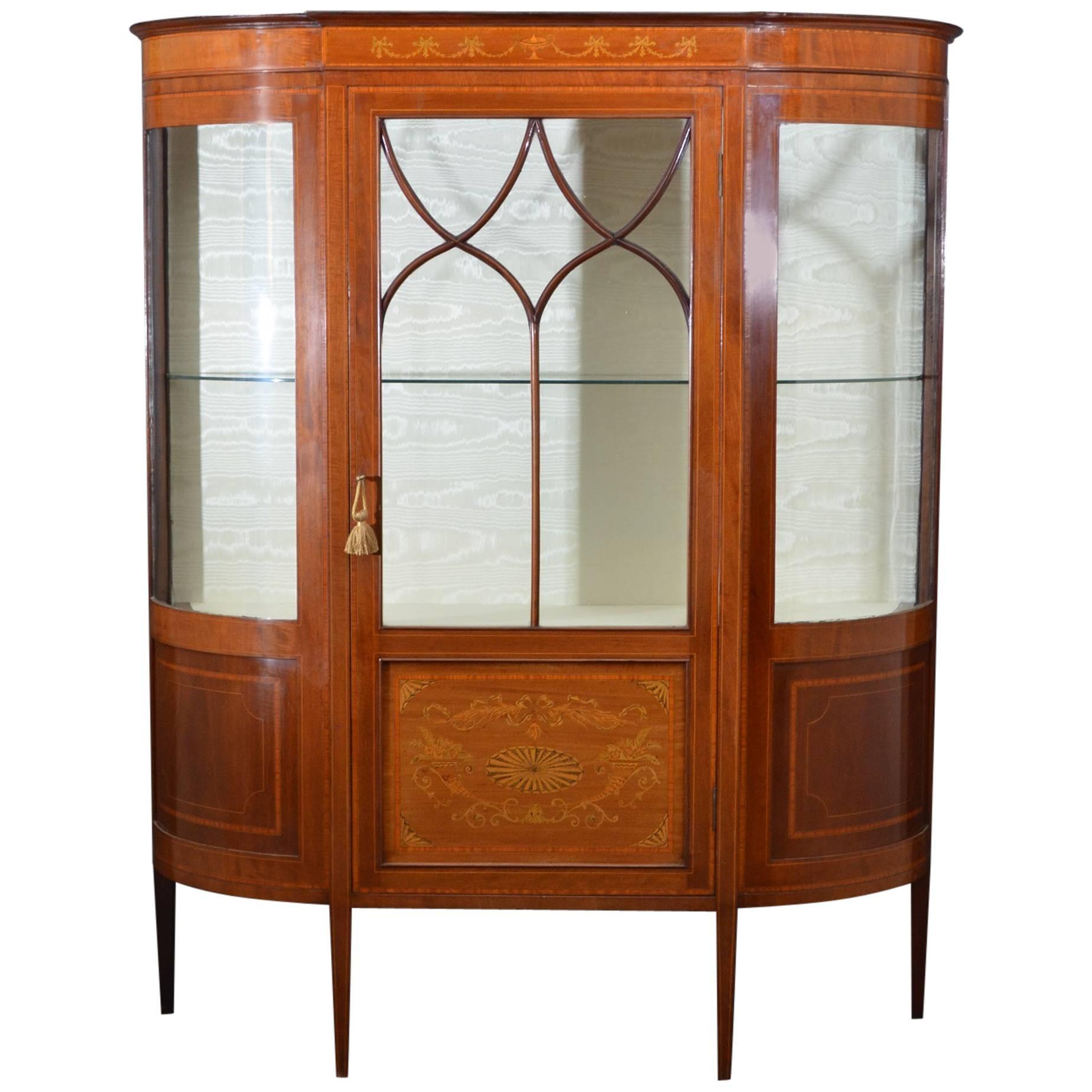 Elegant Edwardian Inlaid Display Cabinet