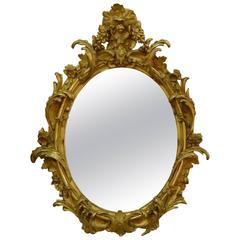 Carved Giltwood and Gesso Oval Mirror 4