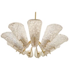 Beautiful Large Chandelier with Textured Glass by Kalmar