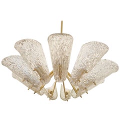 Beautiful Large Chandelier with Textured Glass by Kalmar