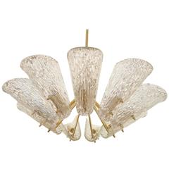 Beautiful Large Chandelier with Textured Glass by Kalmar 5