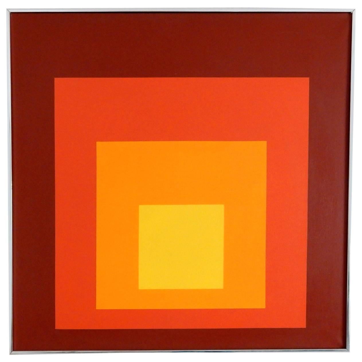 1975 Hard Edge Square Oil Painting on Canvas, in the Manner of Josef Albers For Sale