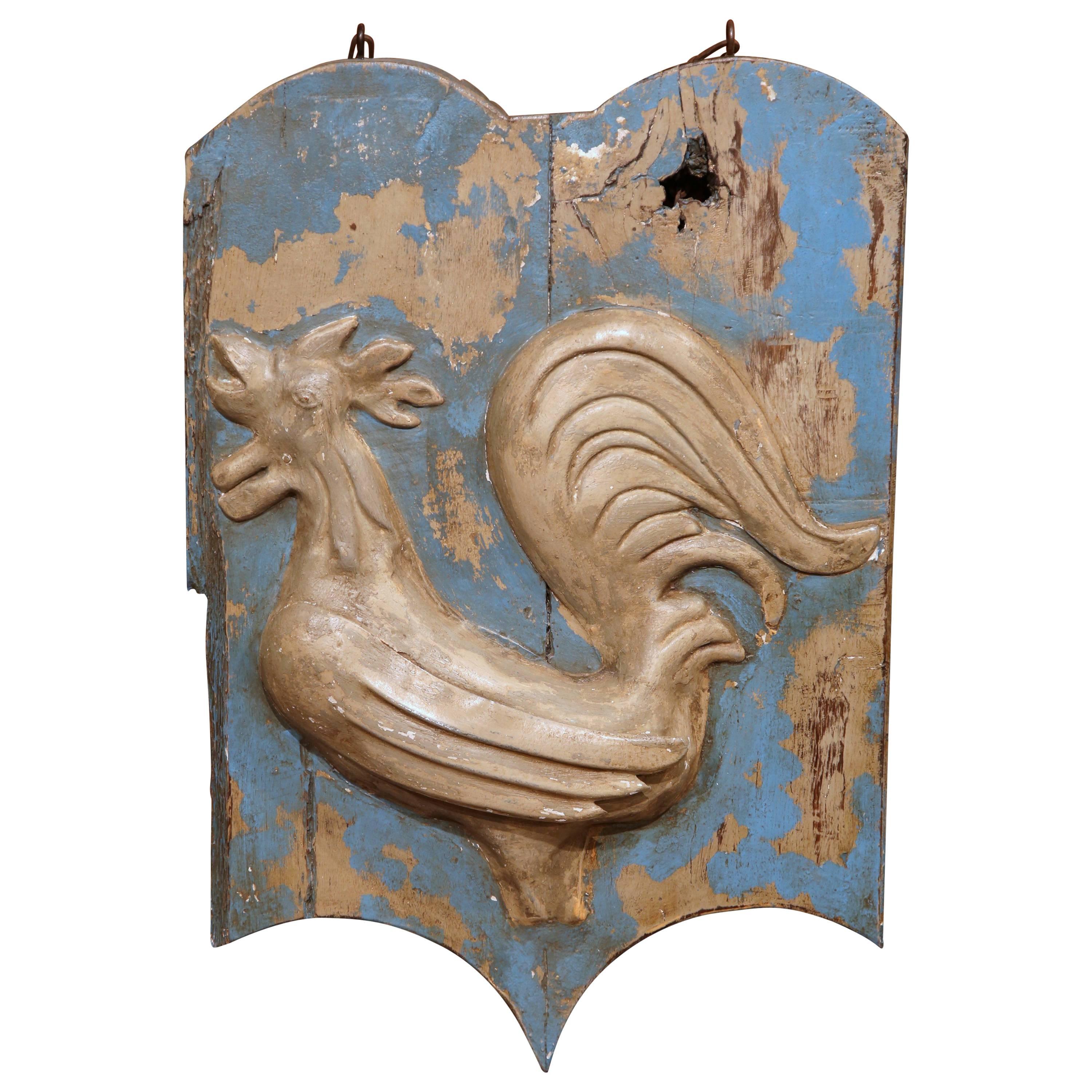 18th Century French Painted and Tole Sign with Rooster
