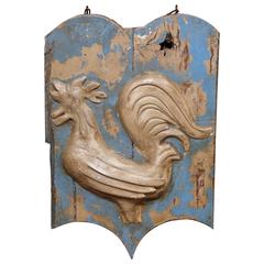 Antique 18th Century French Painted and Tole Sign with Rooster