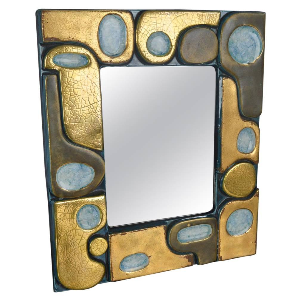 Mid-Century Modern Mirror by François Lembo Vallauris School, 1960s For Sale