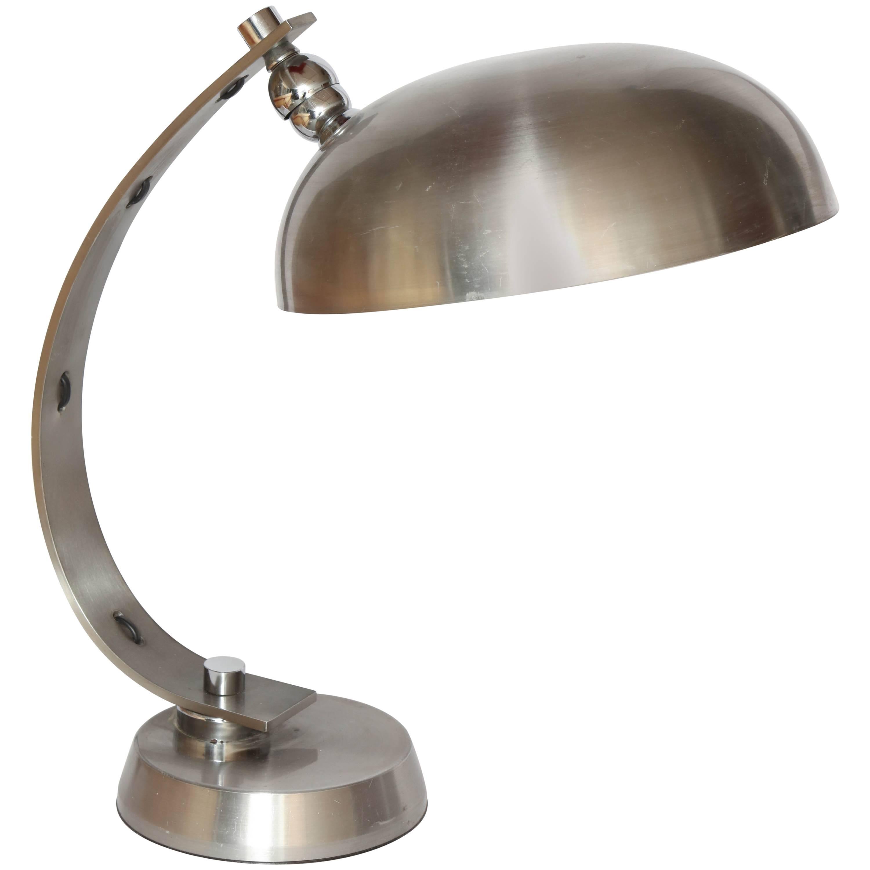 Articulated Table Lamp, Italy 1970s, Brushed Aluminum